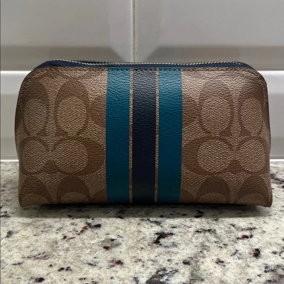 Coach Signature Stripe Cosmetic Case EUC - Picture 4 of 9